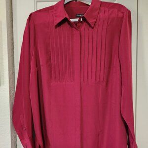 Talbots Burgundy Pleated Front Blouse – XL – Flowy & Lightweight